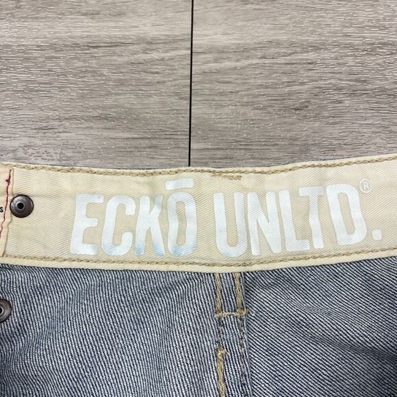 Ecko Unltd Jeans Mens 30 Blue Baggy Straight Denim Y2K - Picture 4 of 13